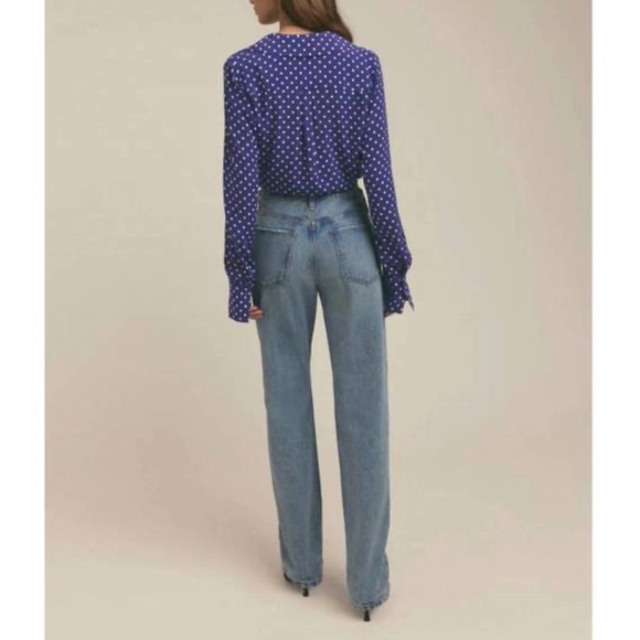 NWT $218 Favorite Daughter The Parker Polka Dot Long Sleeve Button-Up Shirt XS! - Picture 9 of 11